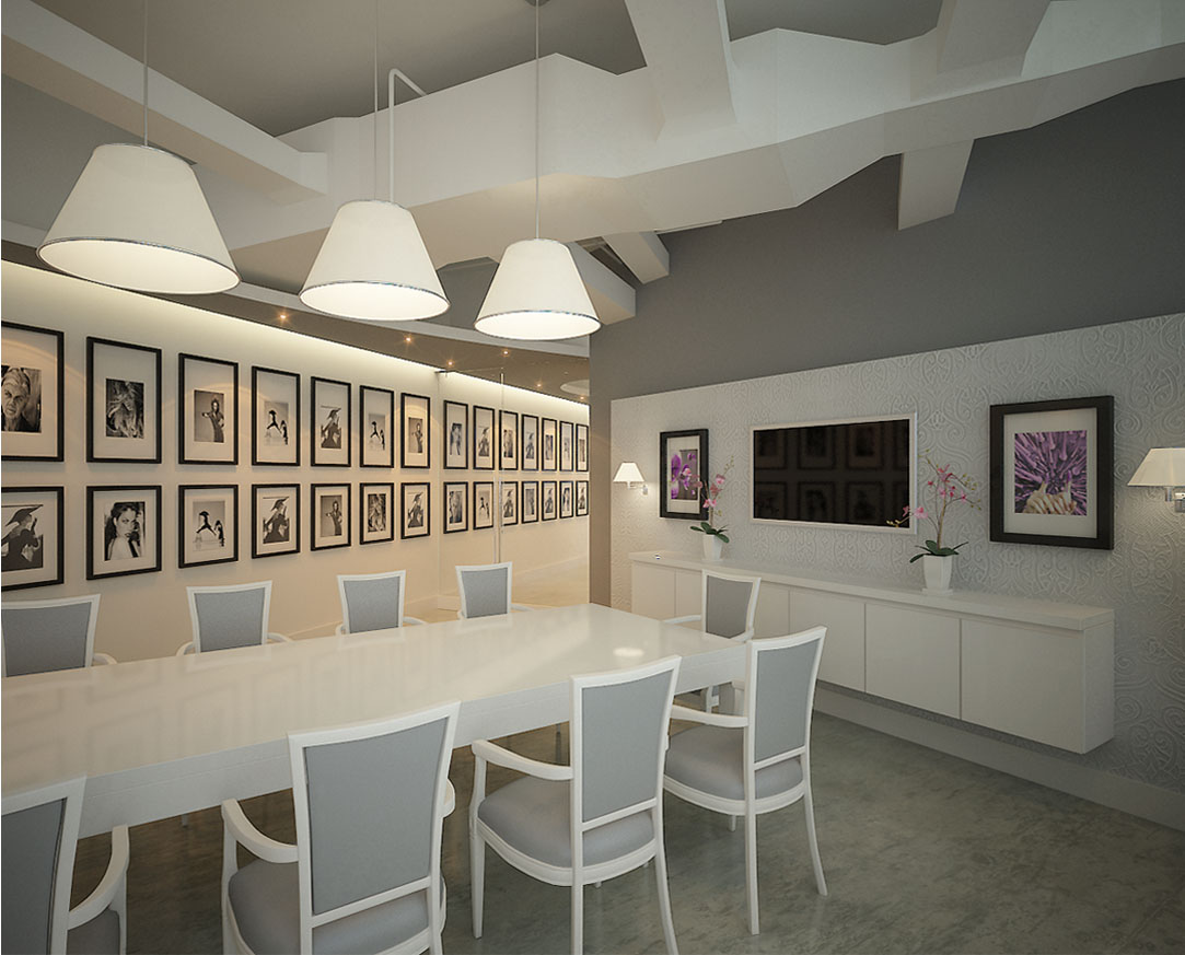 Burj Khalifa Level 129 – Communal table and gallery wall