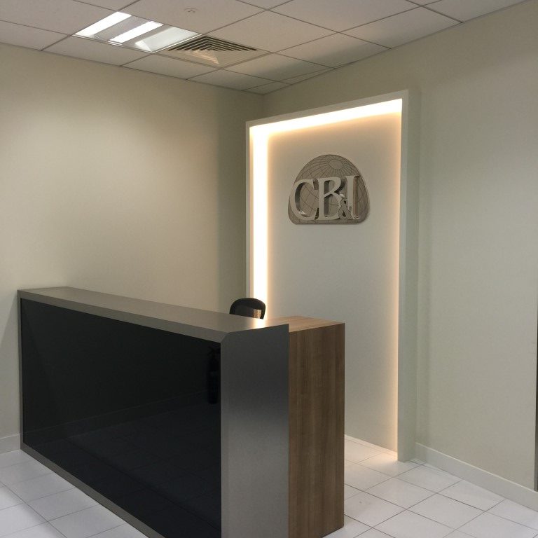 CBI – Reception with backlit logo